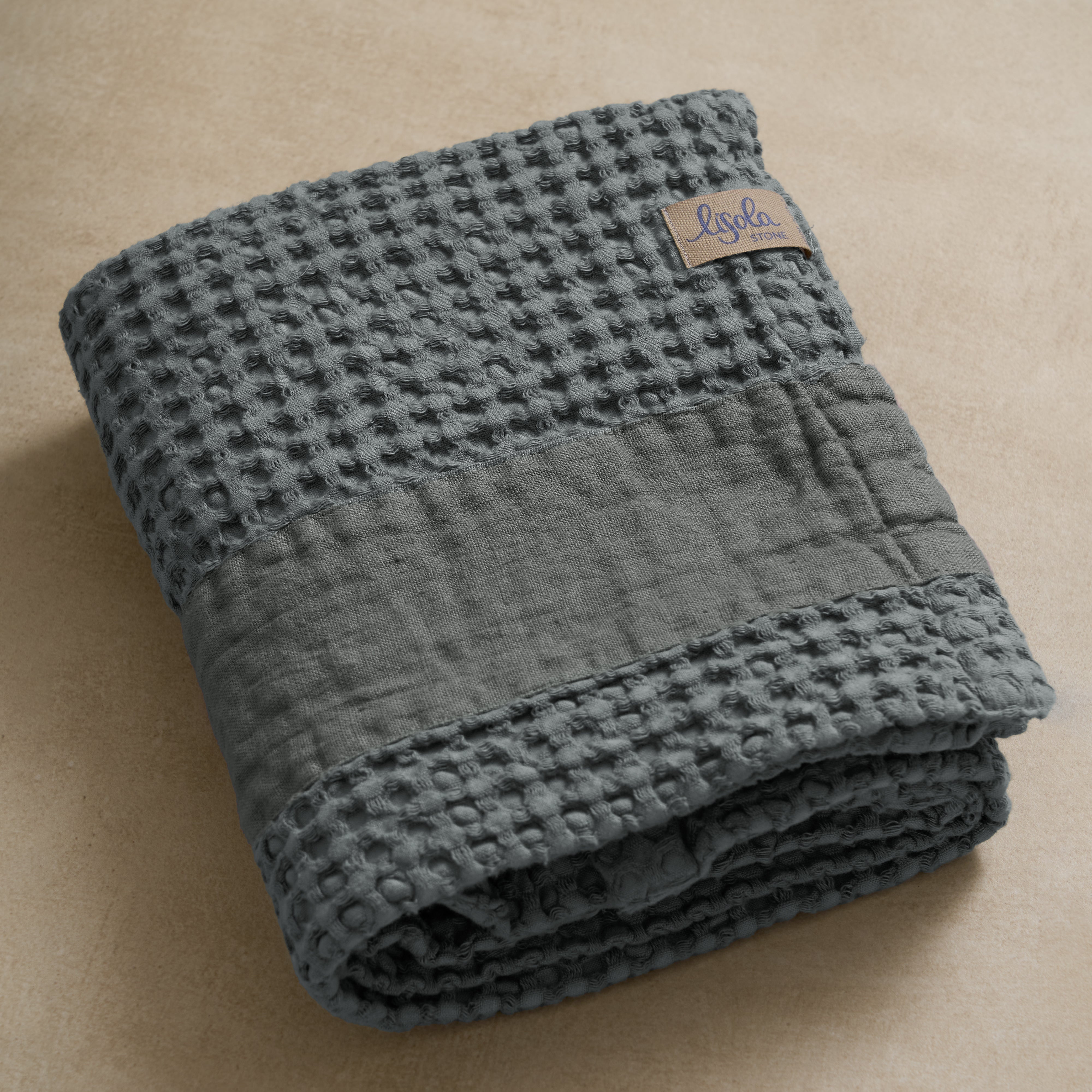 Telo da Bagno Nido d'Ape StoneWashed con Bordo in Lino - Jaspy