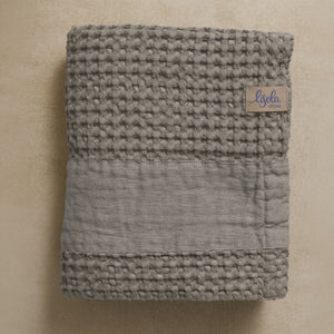Telo da Bagno Nido d'Ape StoneWashed con Bordo in Lino - Jaspy