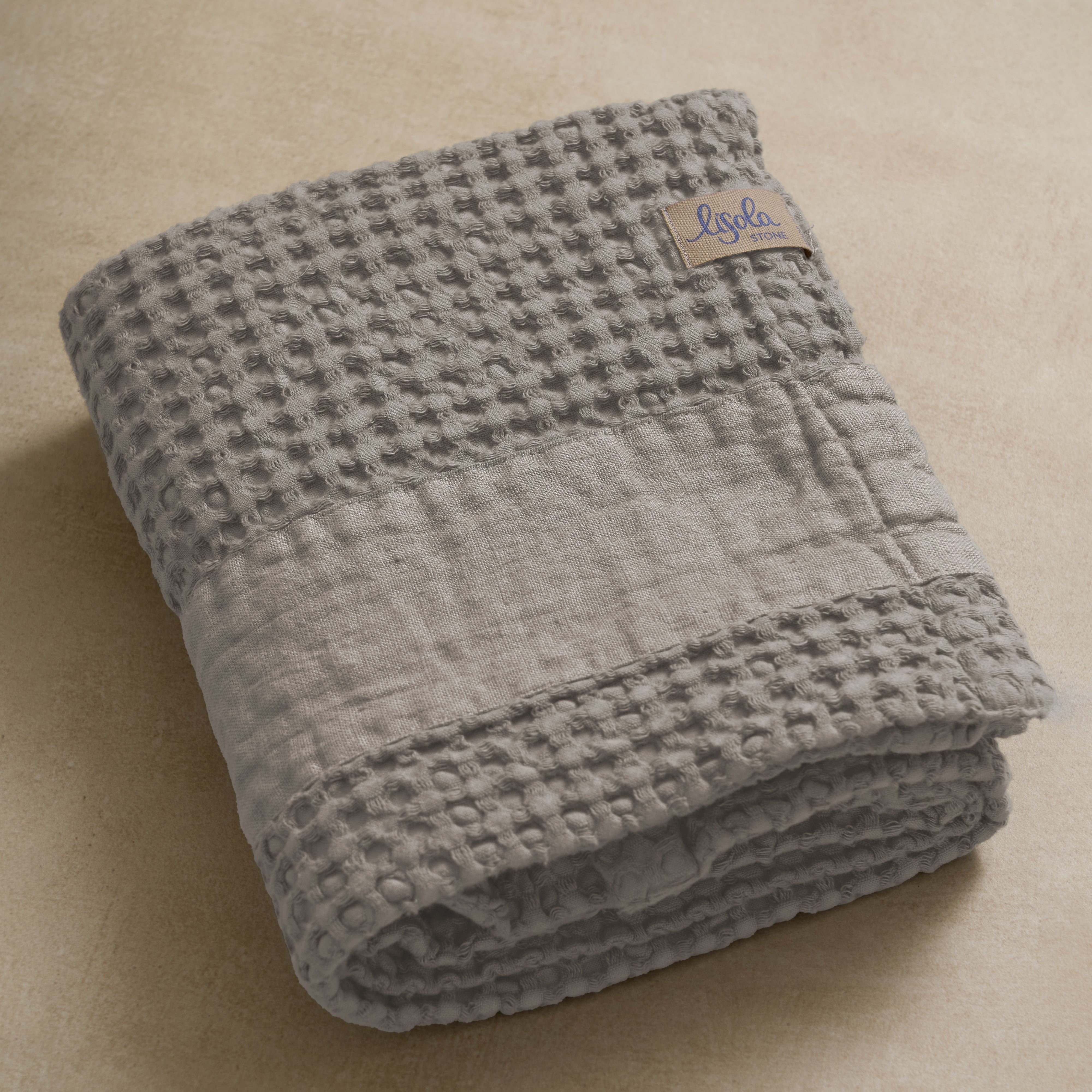 Telo da Bagno Nido d'Ape StoneWashed con Bordo in Lino - Jaspy