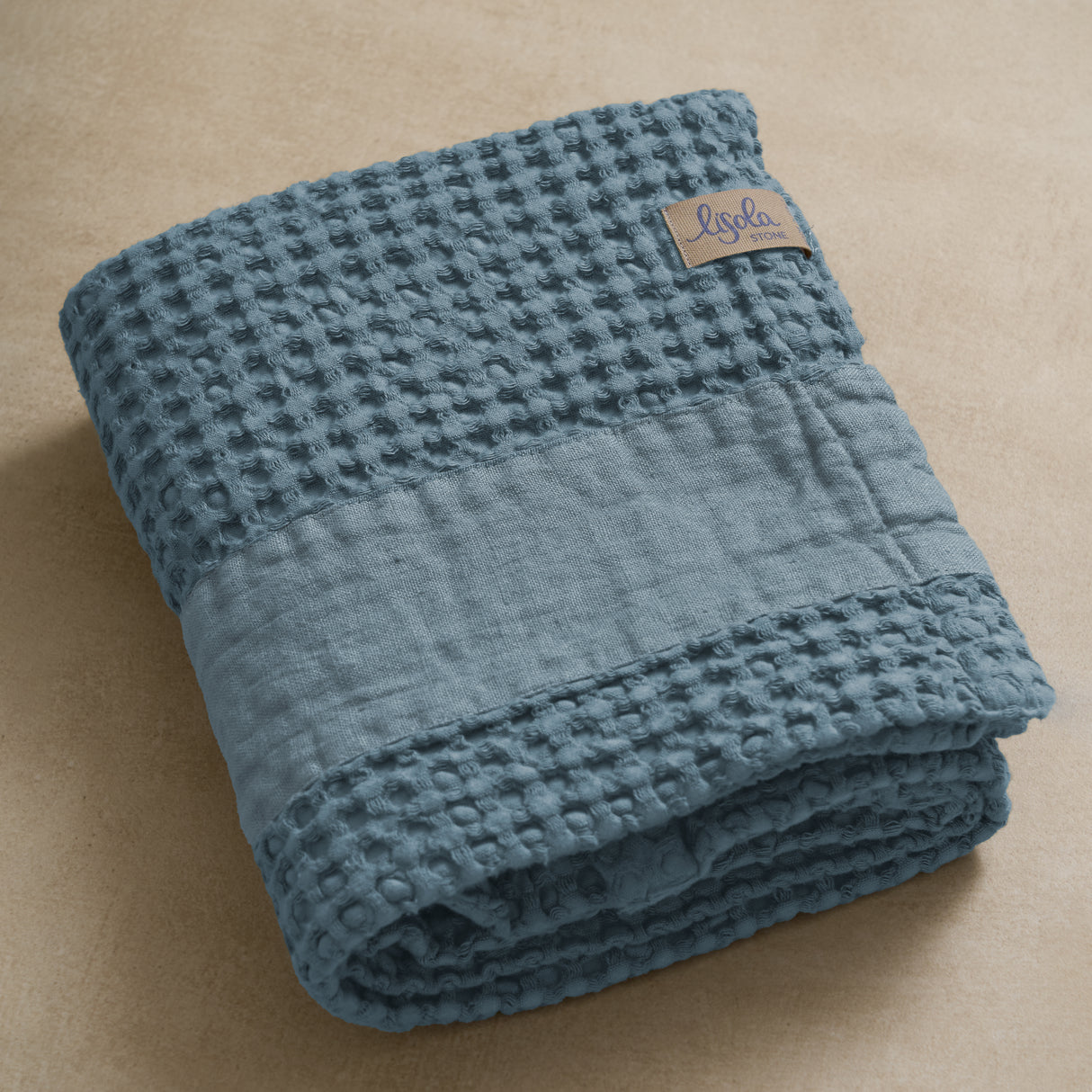 Telo da Bagno Nido d'Ape StoneWashed con Bordo in Lino - Jaspy