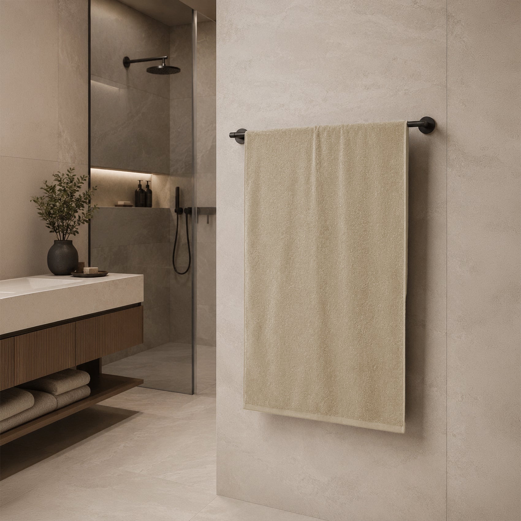 Telo da bagno in Spugna di Cotone Tinta Unita - Perla