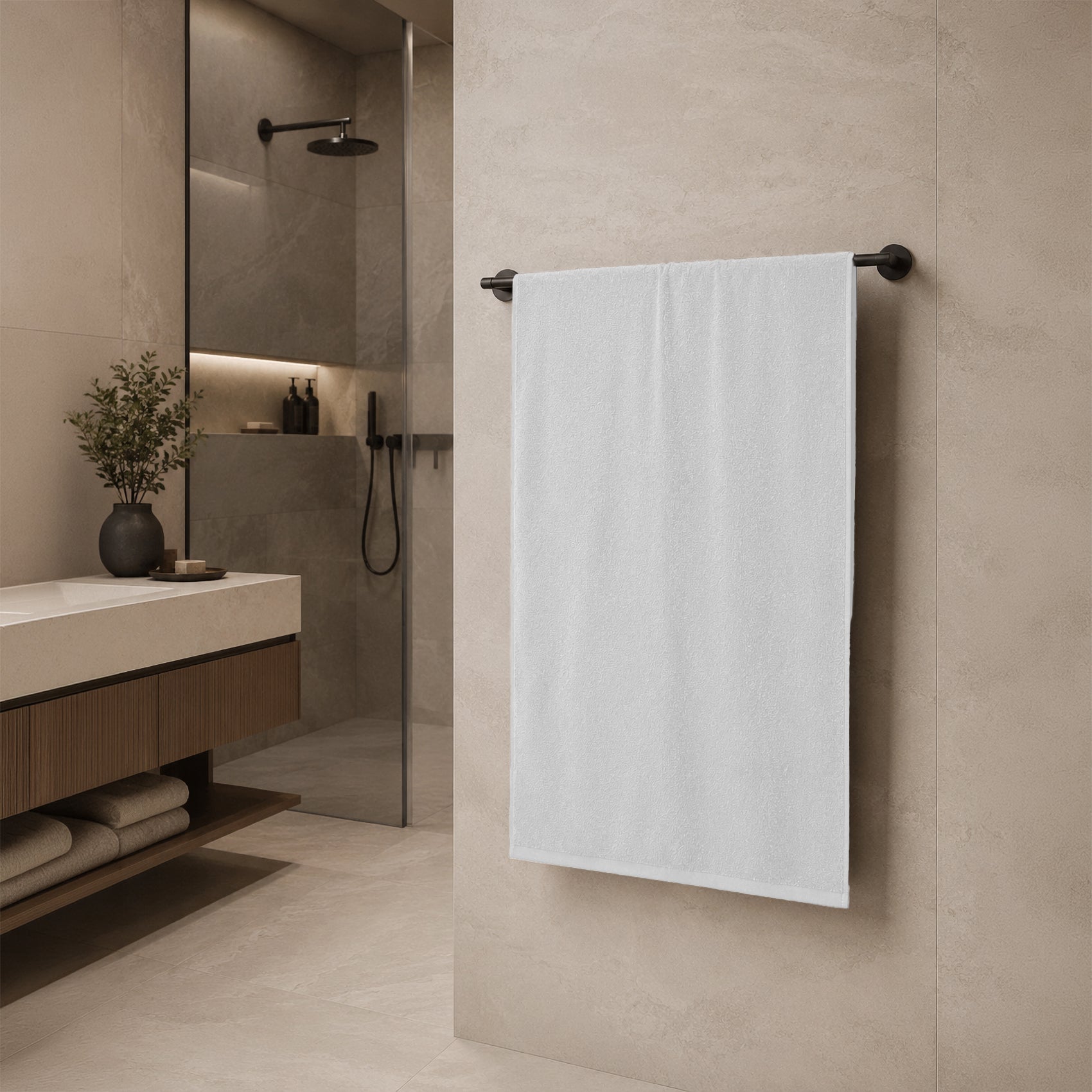 Telo da bagno in Spugna di Cotone Tinta Unita - Perla