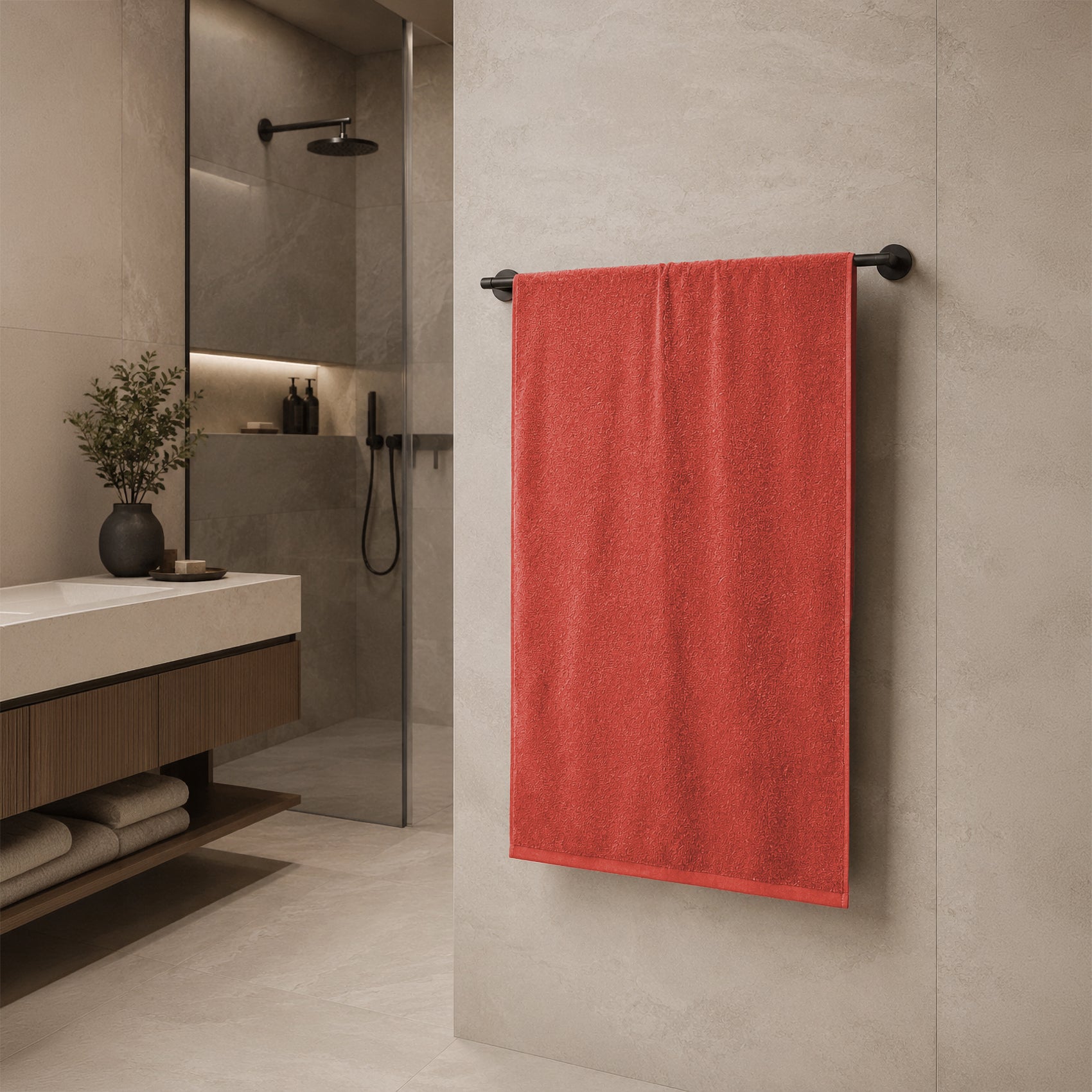 Telo da bagno in Spugna di Cotone Tinta Unita - Perla