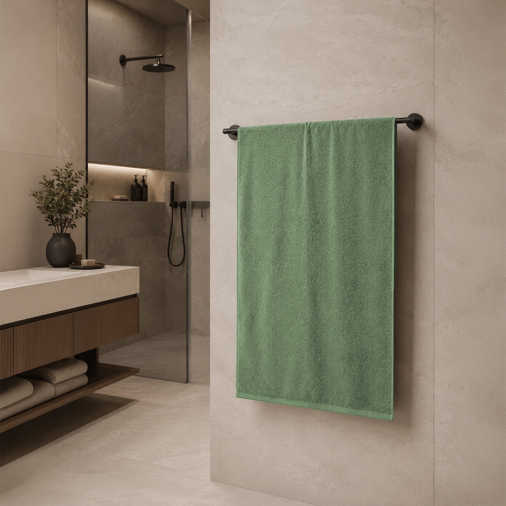 Telo da bagno in Spugna di Cotone Tinta Unita - Perla