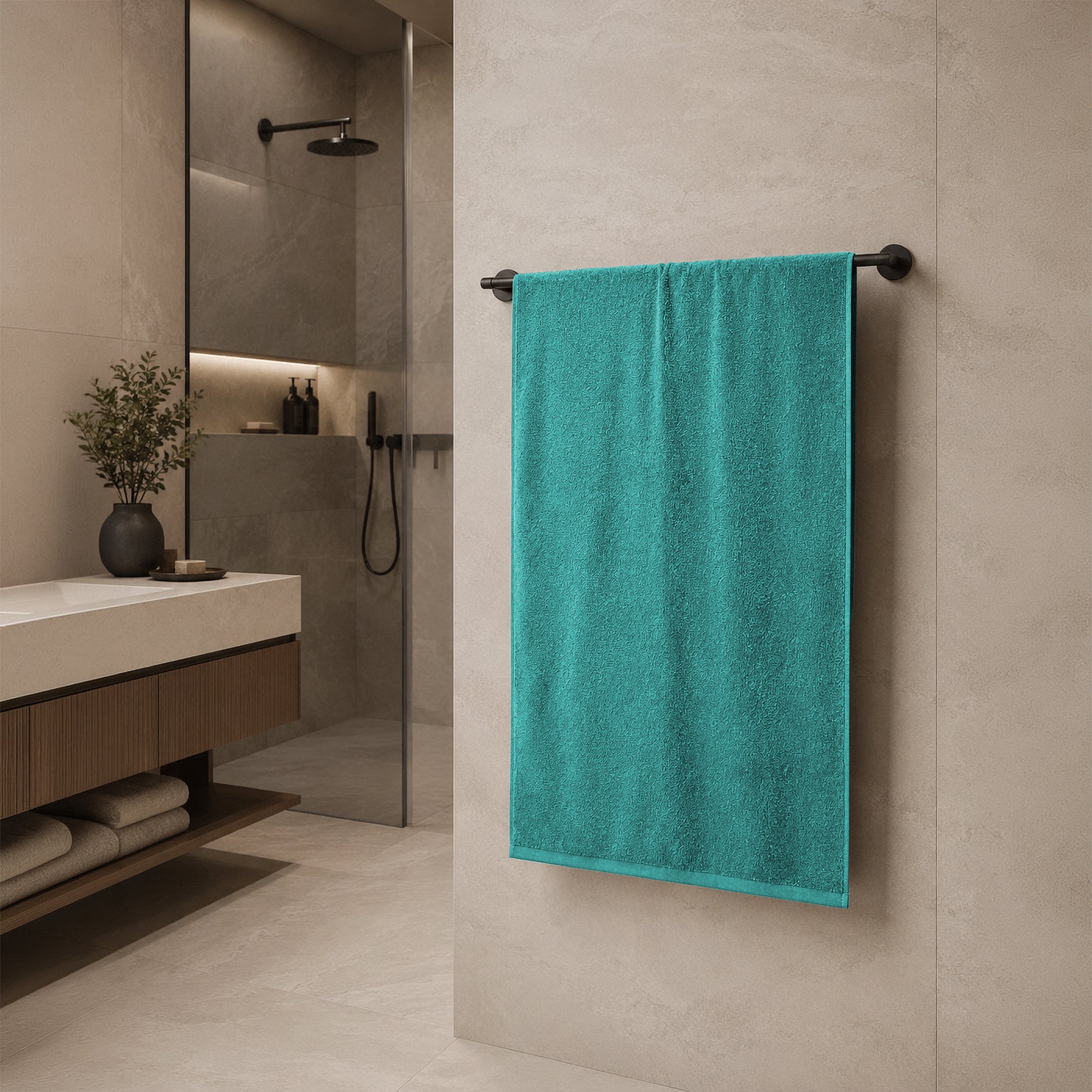Telo da bagno in Spugna di Cotone Tinta Unita - Perla