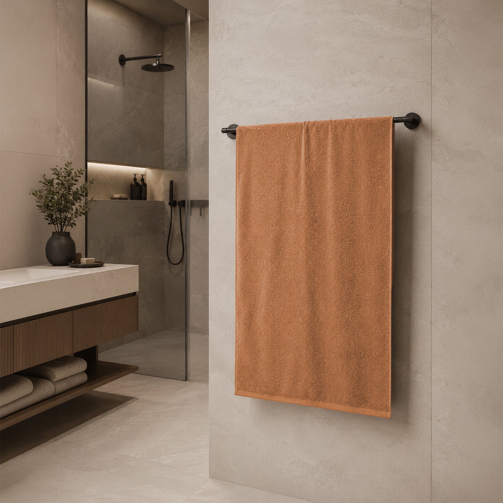 Telo da bagno in Spugna di Cotone Tinta Unita - Perla