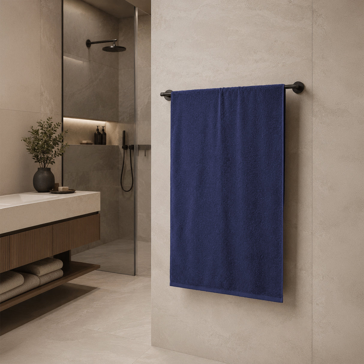 Telo da bagno in Spugna di Cotone Tinta Unita - Perla