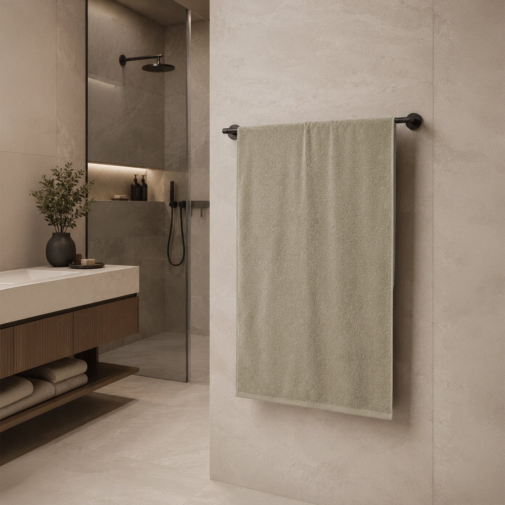 Telo da bagno in Spugna di Cotone Tinta Unita - Perla