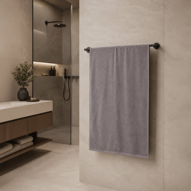 Telo da bagno in Spugna di Cotone Tinta Unita - Perla