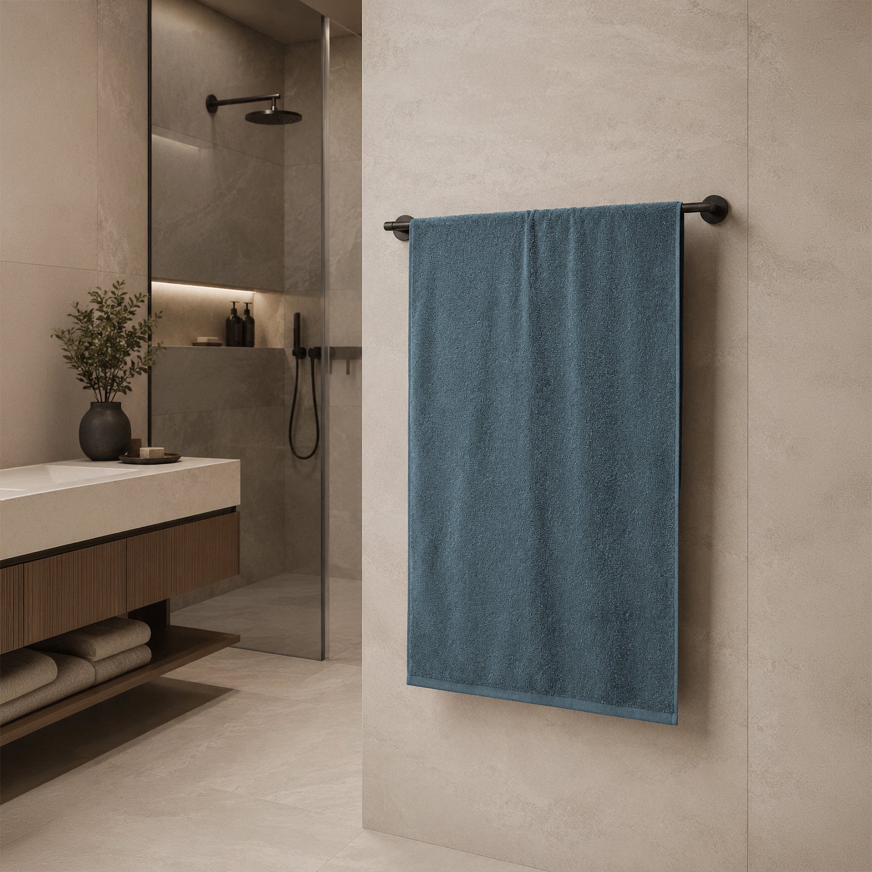Telo da bagno in Spugna di Cotone Tinta Unita - Perla