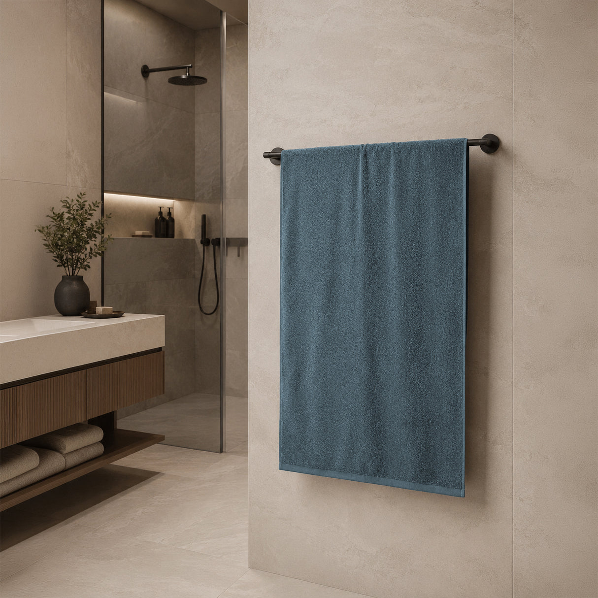 Telo da bagno in Spugna di Cotone Tinta Unita - Perla