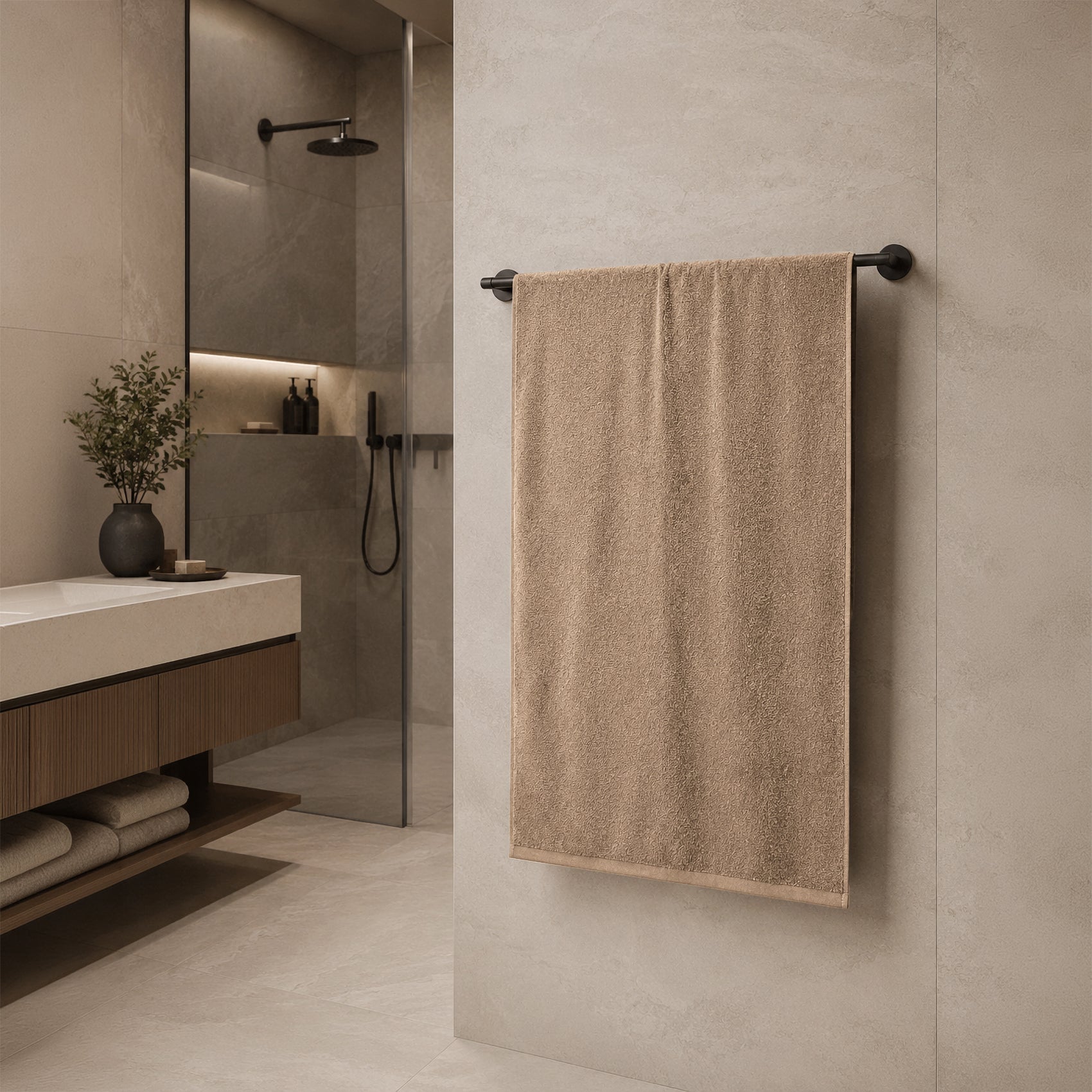 Telo da bagno in Spugna di Cotone Tinta Unita - Perla