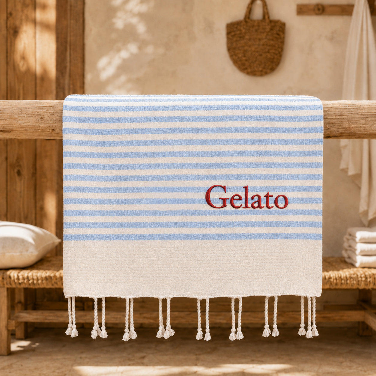 Telo Mare in Fouta di Puro Cotone a Righe Larghe - Alma