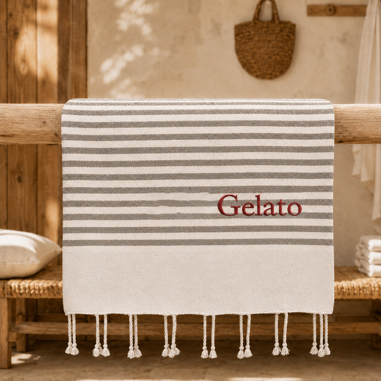 Telo Mare in Fouta di Puro Cotone a Righe Larghe - Alma