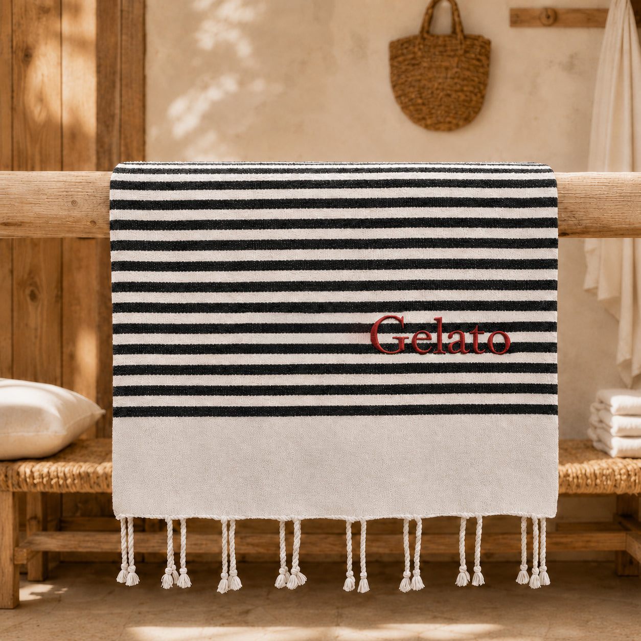 Telo Mare in Fouta di Puro Cotone a Righe Larghe - Alma