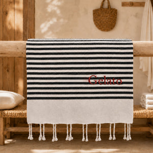 Telo Mare in Fouta di Puro Cotone a Righe Larghe - Alma