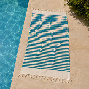 Telo Mare in Fouta di Puro Cotone a Righe Larghe - Alma
