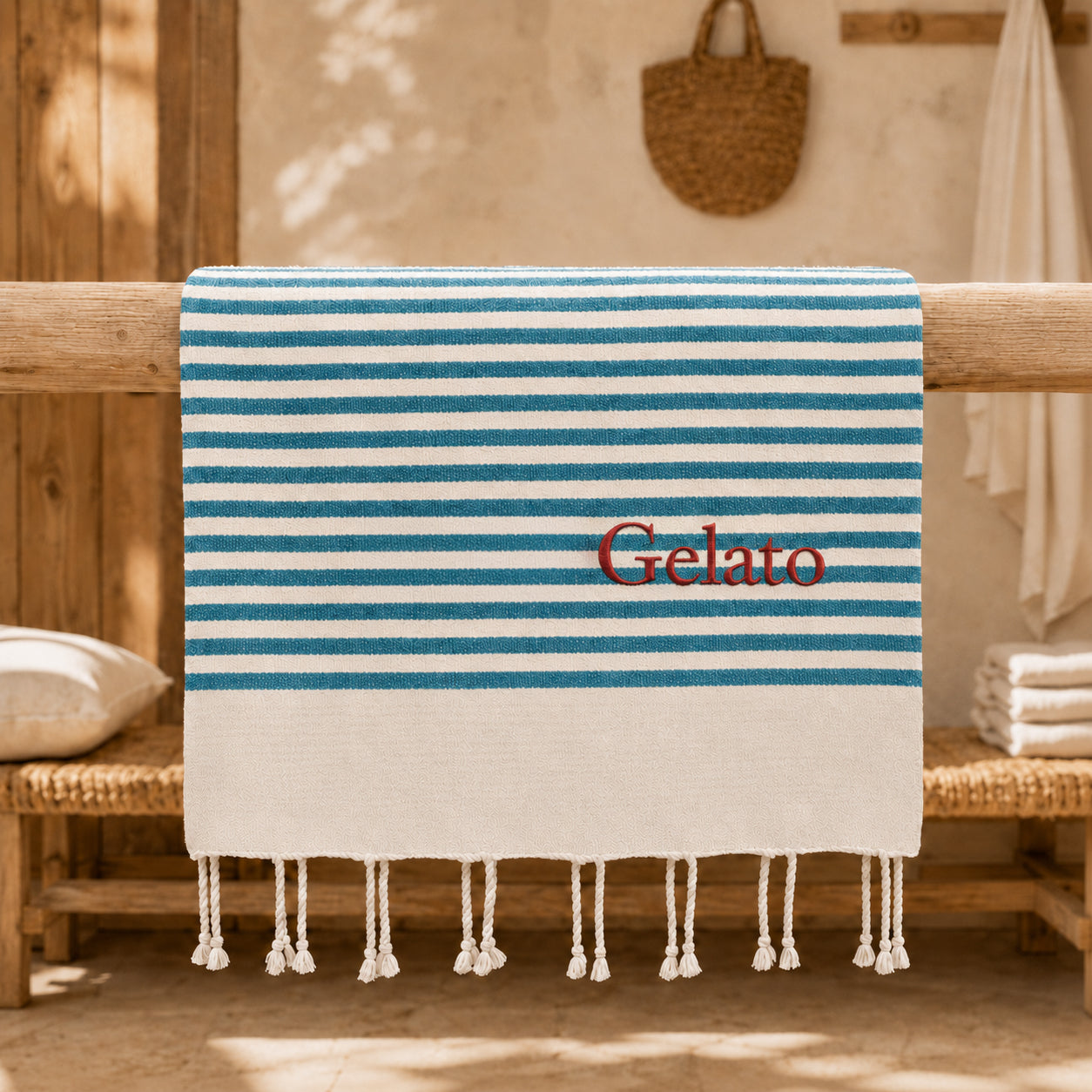Telo Mare in Fouta di Puro Cotone a Righe Larghe - Alma