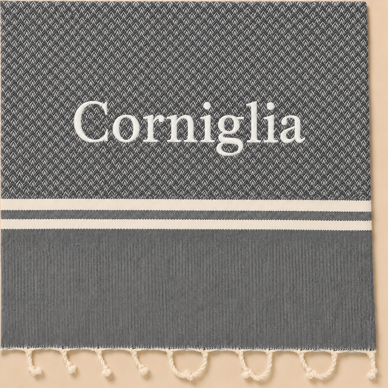 Telo Mare in Fouta di Puro Cotone Geometrico - Corniglia