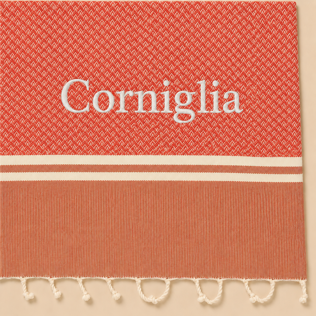 Telo Mare in Fouta di Puro Cotone Geometrico - Corniglia