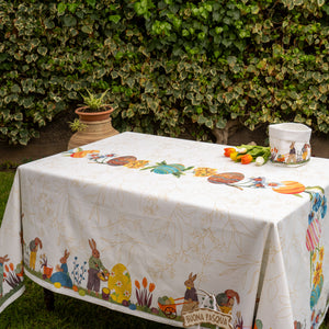 Tovaglia in Puro Cotone Fantasia Pasquale - Coniglietti di Pasqua