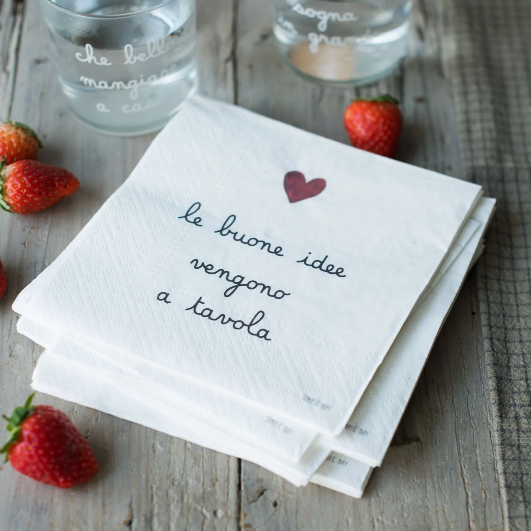 Set 20 Tovaglioli in Carta con Scritta - Le Buone Idee Vengono a Tavola