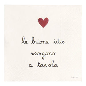 Set 20 Tovaglioli in Carta con Scritta - Le Buone Idee Vengono a Tavola