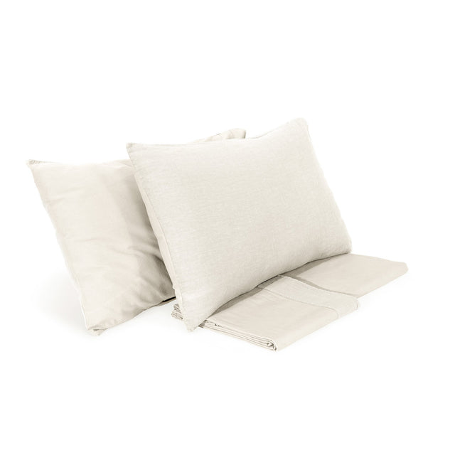 Completo Copripiumino Cotone e Lino StoneWashed No Stiro - Loira