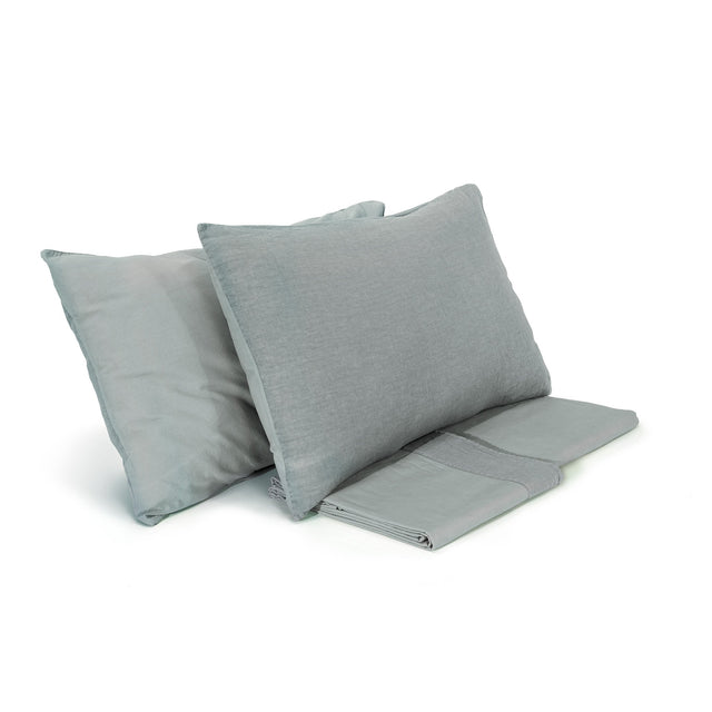 Completo Copripiumino Cotone e Lino StoneWashed No Stiro - Loira