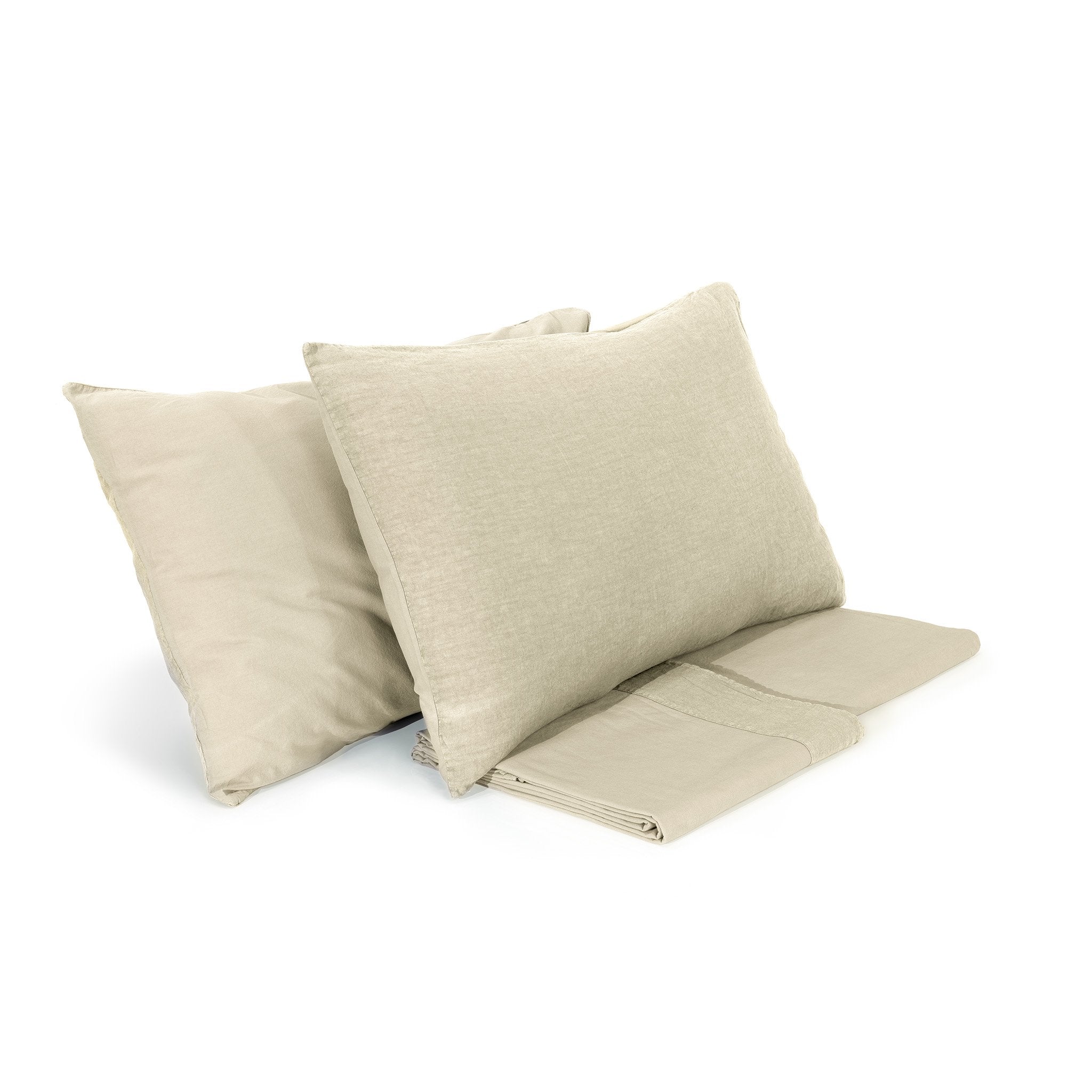 Completo Lenzuola Cotone e Lino StoneWashed No Stiro - Loira
