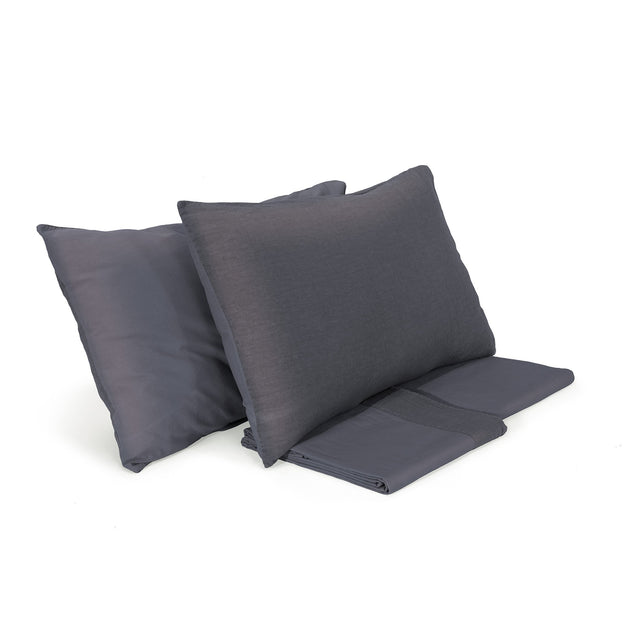 Completo Copripiumino Cotone e Lino StoneWashed No Stiro - Loira