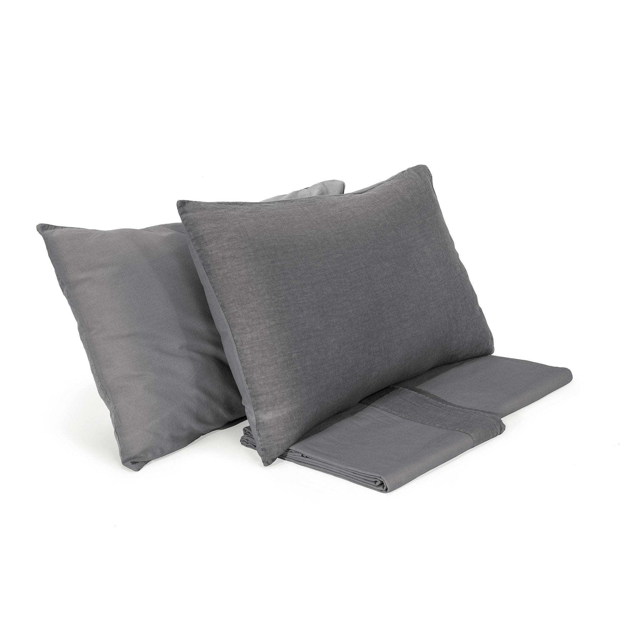 Completo Copripiumino Cotone e Lino StoneWashed No Stiro - Loira