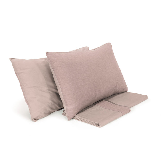 Completo Lenzuola Cotone e Lino StoneWashed No Stiro - Loira