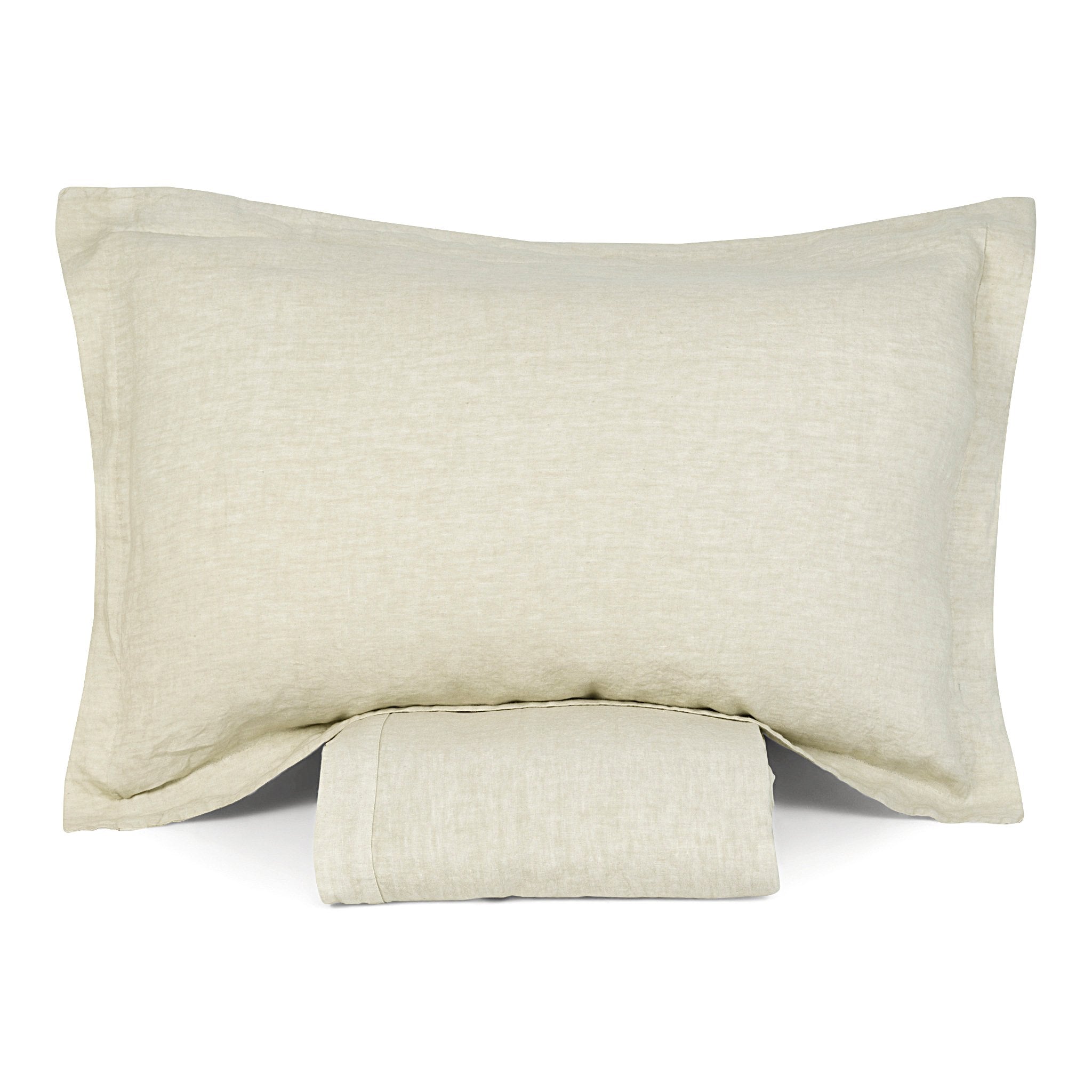 Meadow Park Set Copripiumino Queen Size In Puro Lino Francese 3 Pezzi - Lavato, Morbido, Effetto Vintage, Con Volant, Naturale