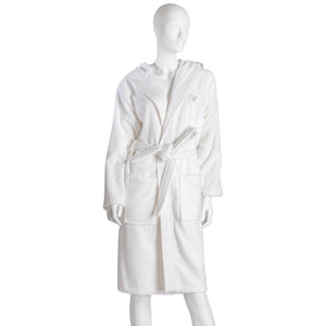 Accappatoio in Spugna di Cotone con Cappuccio Benessere Blumarine Bianco 