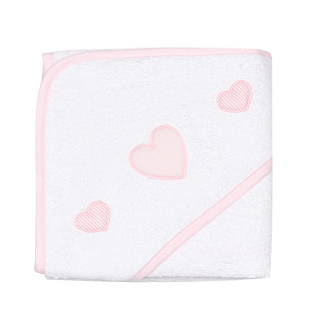 Accappatoio da Neonato con Cappuccio a Triangolo in Spugna di Puro Cotone - Cuore Accappatoio Bimbo Lisola Baby Rosa 