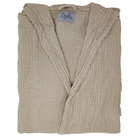 Accappatoio in Cotone Stonewashed con Cappuccio - Punto Accappatoio Lisola Small/Medium Beige 