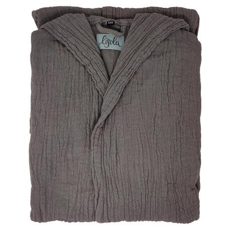 Accappatoio in Cotone Stonewashed con Cappuccio - Punto Accappatoio Lisola Small/Medium Grigio 