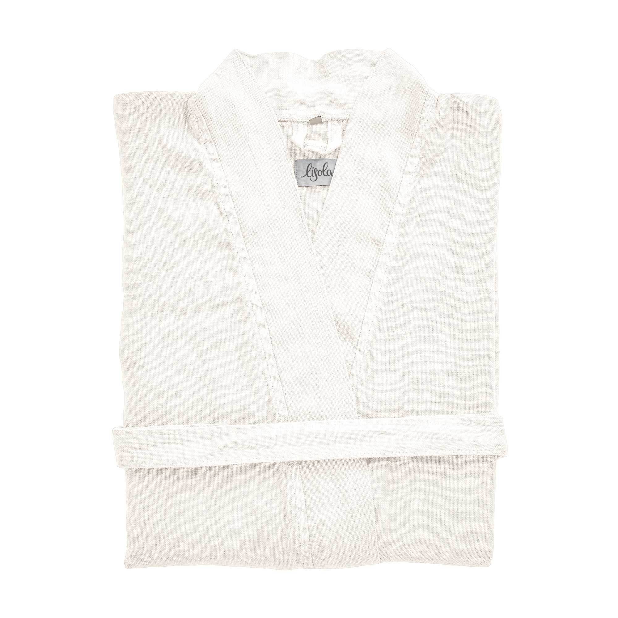 Accappatoio Kimono in Panamà di Puro LINO - Panamà Accappatoio Lisola Bianco Small/Medium 