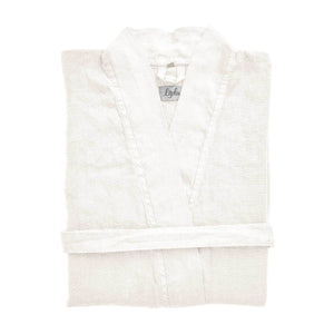 Accappatoio Kimono in Panamà di Puro LINO - Panamà Accappatoio Lisola Bianco Small/Medium 