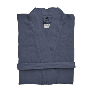 Accappatoio Kimono in Panamà di Puro LINO - Panamà Accappatoio Lisola Blu (Denim) Small/Medium 