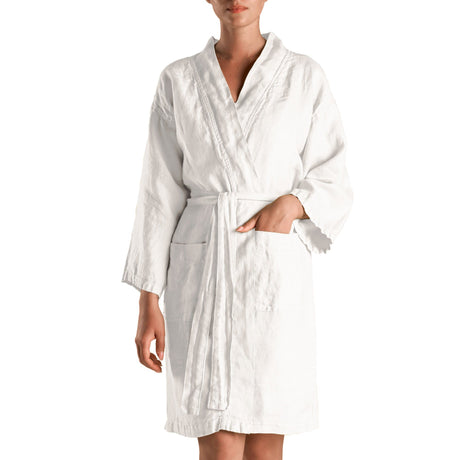 Accappatoio Kimono in puro Lino - Panamà Sole Accappatoio Biancoperla S/M Bianco 