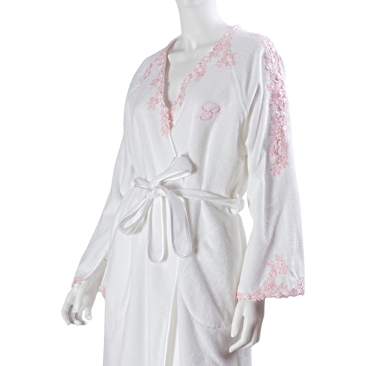 Accappatoio Kimono in Spugna di Cotone con Inserti Macramè - Ivonne Accappatoio Blumarine Small/Medium Rosa 