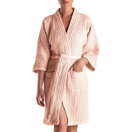 Accappatoio Kimono Nido d'Ape in puro Cotone - Jaspy Sole Accappatoio Biancoperla S/M Conchiglia 