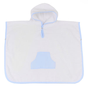 Accappatoio Poncho con Cappuccio in Spugna di Puro Cotone - Lino Accappatoio Bimbo Lisola Baby Cielo 