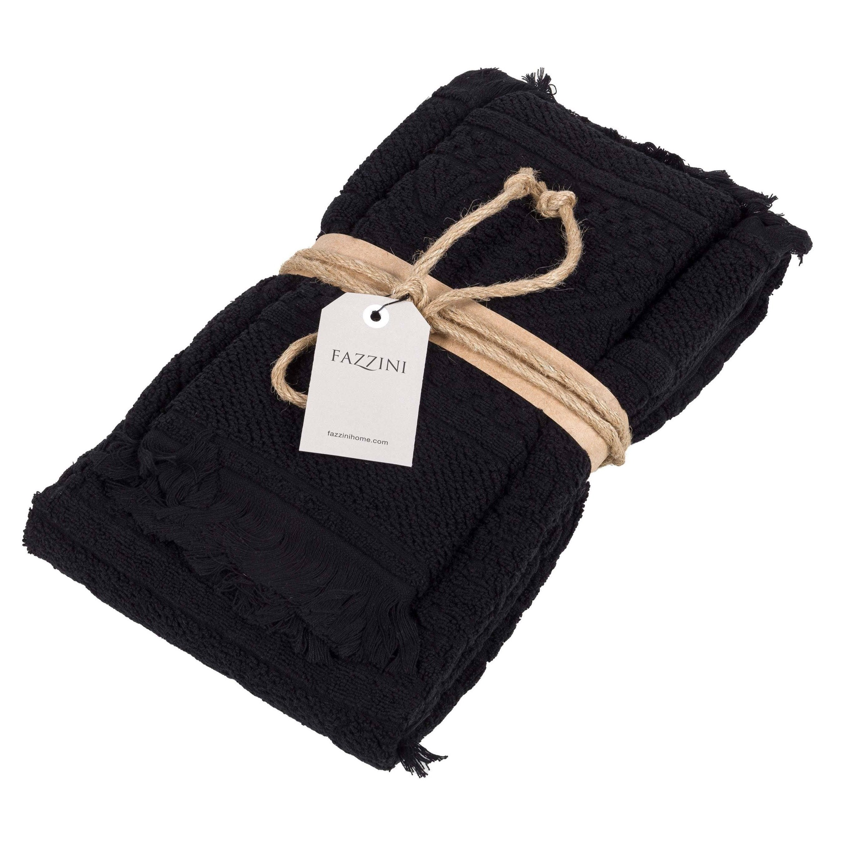 Set Di 8 Asciugamani In Spugna Neri NatureMark - 50x100 Cm, 100% Cotone, 400 G/m², Morbidi E Assorbenti