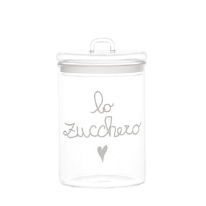 Barattolo in Vetro Borosilicato Serigrafato - Lo Zucchero Barattolo Simple Day Bianco 