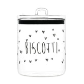 Biscottiera in Vetro Borosilicato Serigrafato - Biscotti Cuori Barattolo Simple Day Bianco 
