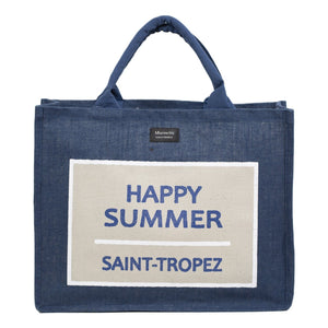 Borsa mare in Puro Cotone - Happy Borsa Mare Marinette Saint-Tropez Blu 