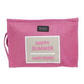 Borsa Mare e Trousse in Juta Tinta Unita - Happy Borsa Mare Marinette Saint-Tropez Trousse Rosa 